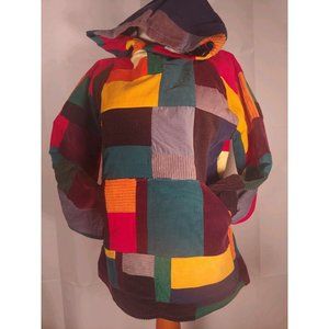 Handmade Patchwork Unisex Small Rainbow Corduroy Festival Jacket Hoodie Hippie